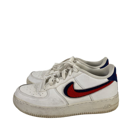 Nike Youth White Leather Air Force 1 Low Chenille Shoes AO3620 - 6.5 Y
