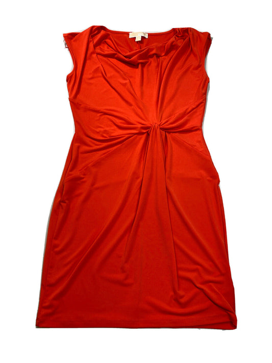 Michael Kors Women's Orange Short Sleeve Knotted Front Shift Dress - S