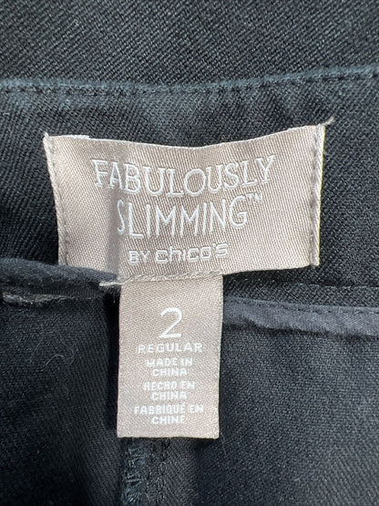 Fabulously Slimming by Chico's Women's Black Straight Leg Pants - 2/ US 12