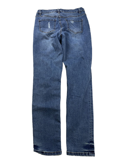 Tribal Women's Medium Wash Distressed Boyfriend Skinny Jeans - 6