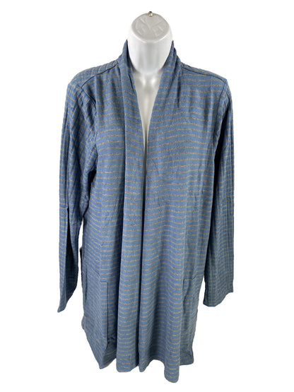 NEW Chico's Zenergy Women's Blue/Gray Striped Cardigan Sweater - 2 US L