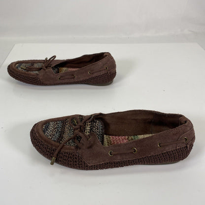 The Sak Women's Brown/Multicolor Woven Moccasin Slipper Shoes Sz 7.5