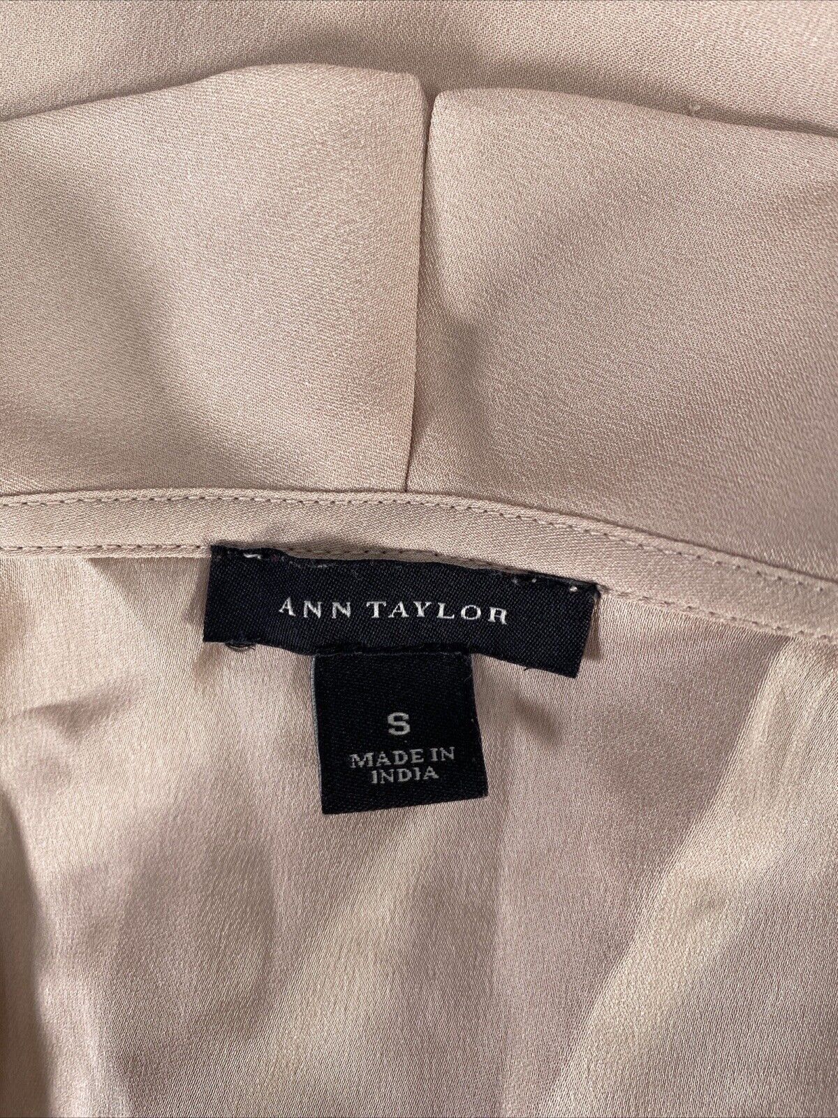 Ann Taylor Women's Beige Sheer Cap Sleeve Blouse Top -S