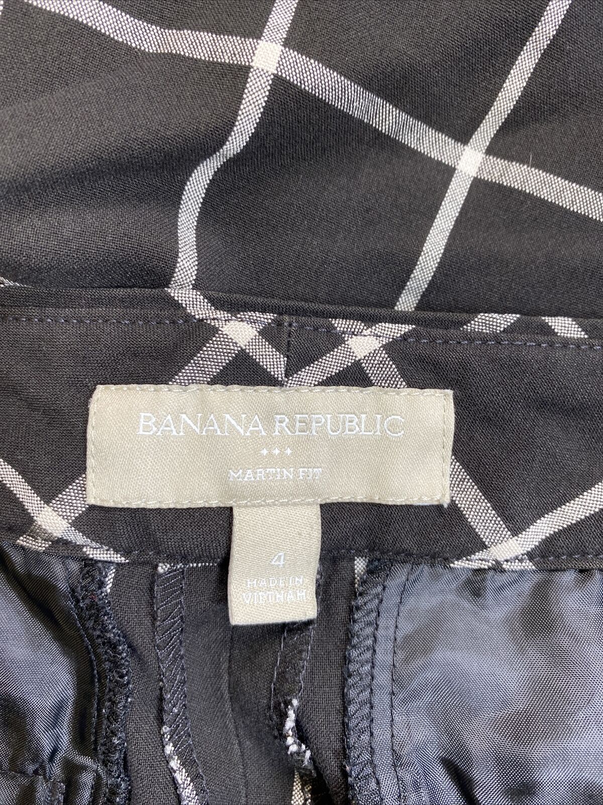 Banana Republic Women's Black Plaid Martin Fit Ankle Dress Pants - 4