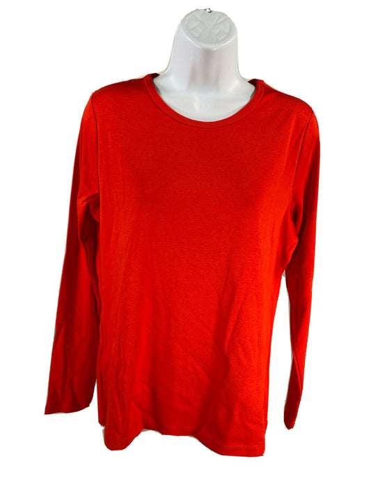 NEW Lands' End Women's Red Shaped Fit Long Sleeve T-Shirt Sz Petite M
