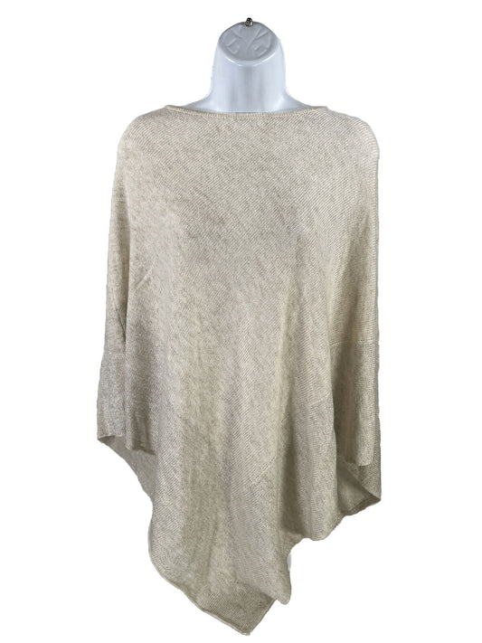 NEW LOFT Women's Ivory Metallic Poncho Sweater - One Size