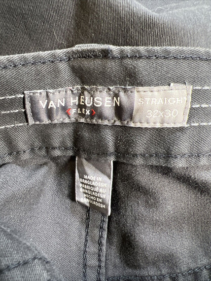 NUEVOS pantalones de pierna recta flexibles grises de Van Heusen para hombre - 32X30