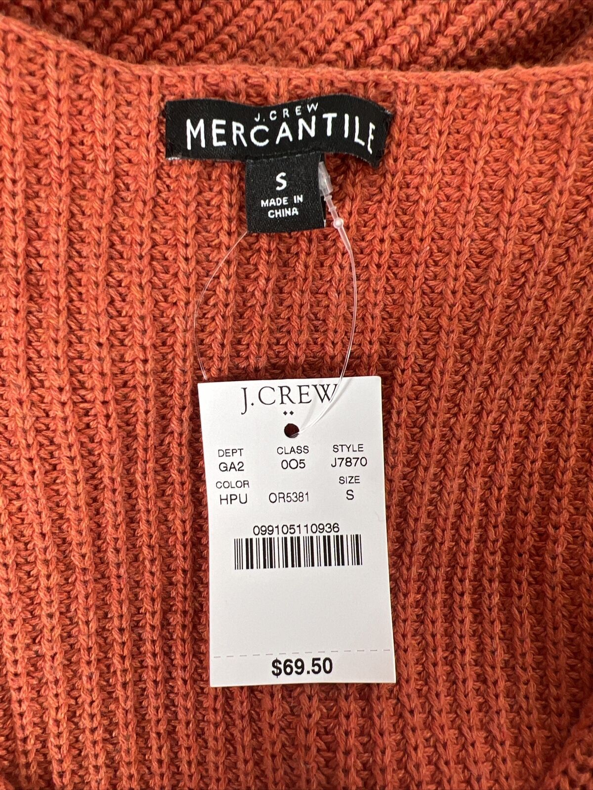 NEW J.Crew Mercantile Women's Orange V-Neck Pullover Sweater - S