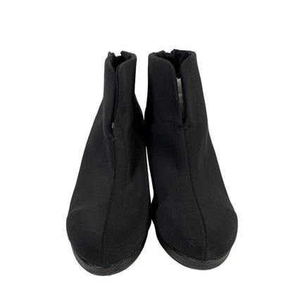 Bandolino - Tacones tipo botín con cremallera trasera de tela negra para mujer - 9,5 M