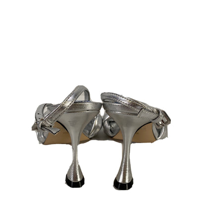 Calvin Klein Women's Silver Synthetic Slingback Heel Sandals - 6.5