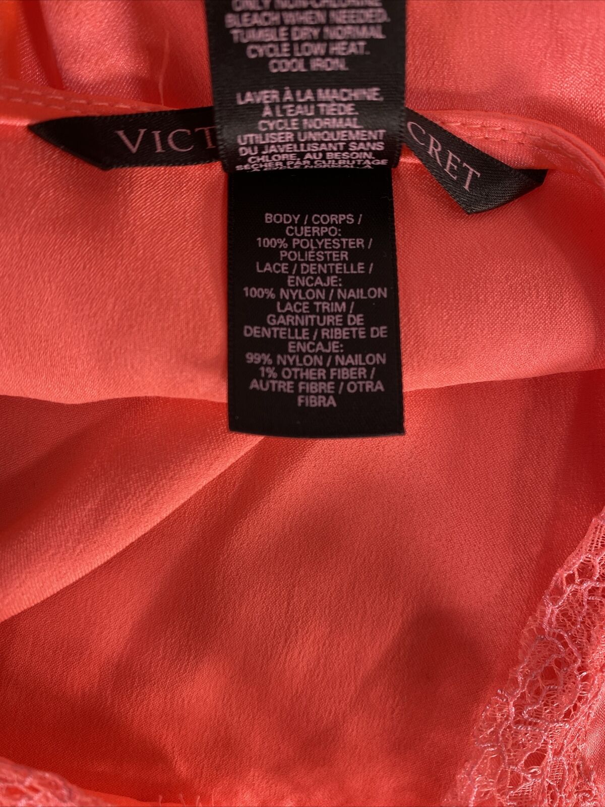 Victoria's Secret Top de noche de lencería de encaje con tiras rosa/naranja para mujer - S