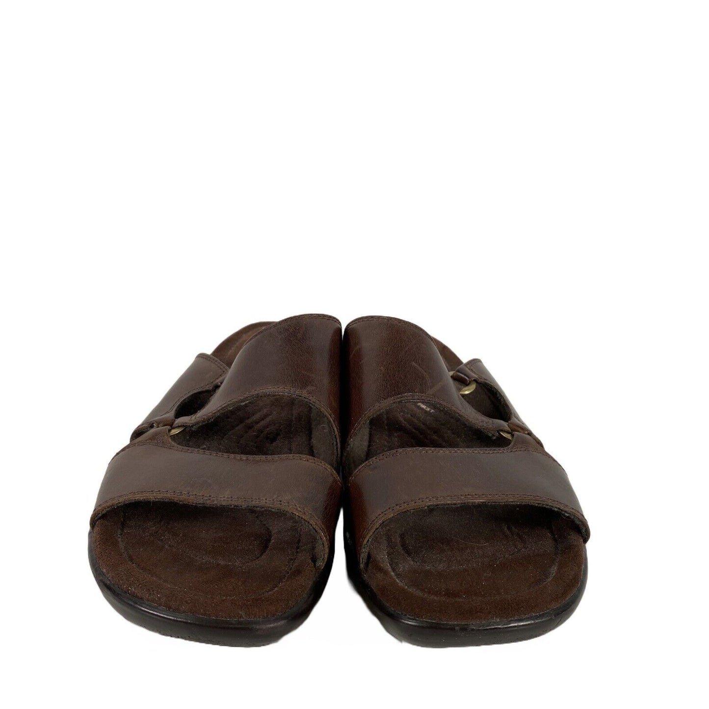 Earth Spirit Women's Dark Brown Leather Gum Slip On Sandals - 11