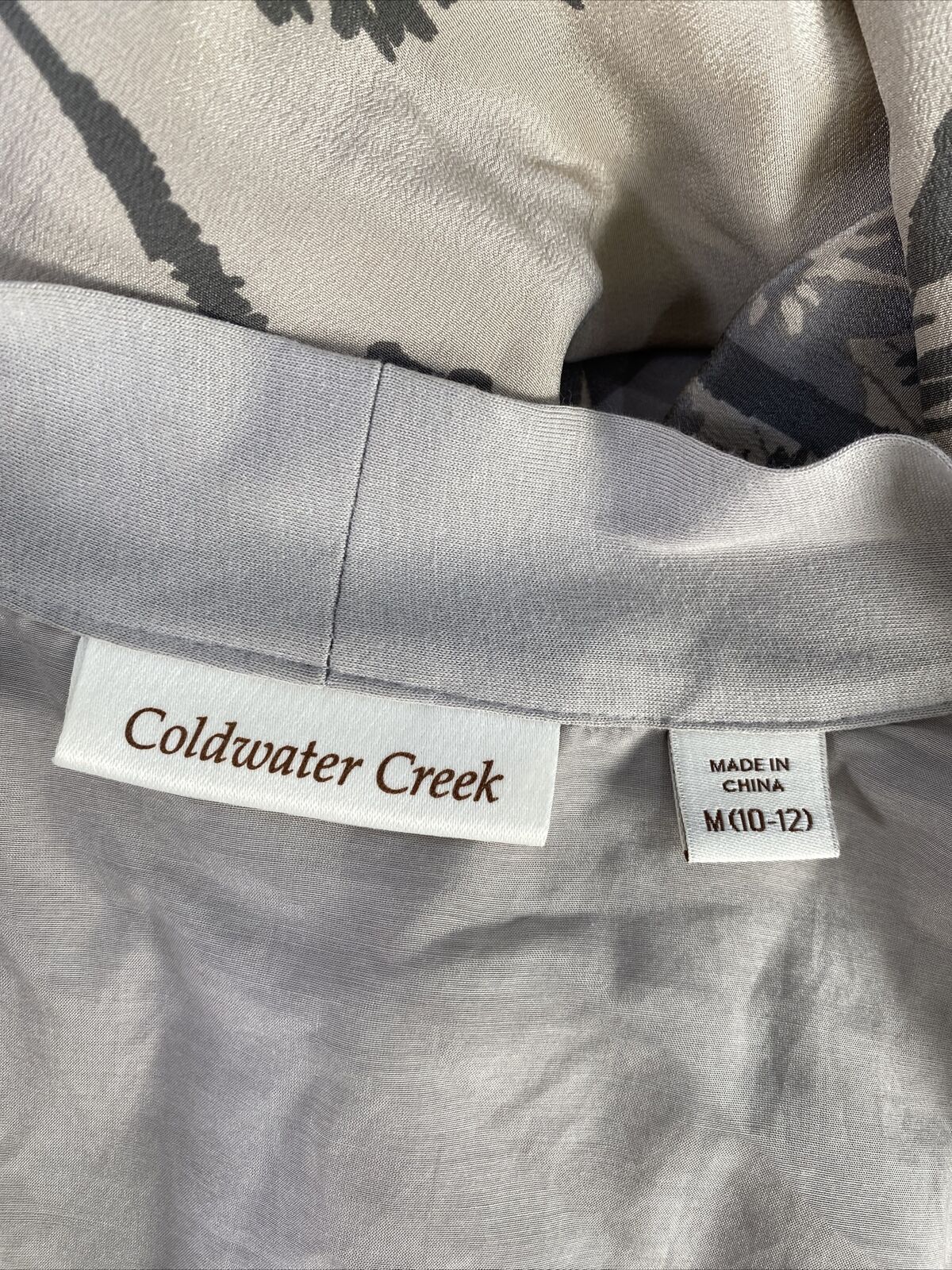 NEW Coldwater Creek Women's Gray Silk Border Print Jacket - M
