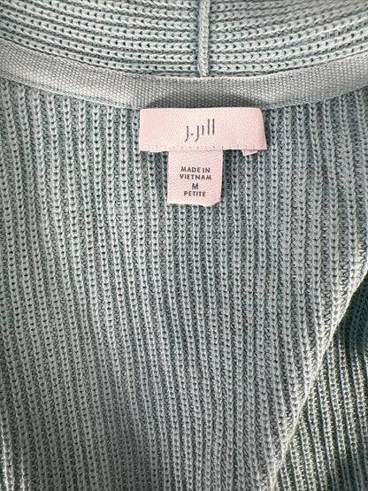 J. Jill Suéter tipo cárdigan abierto de algodón de punto azul para mujer - Petite M