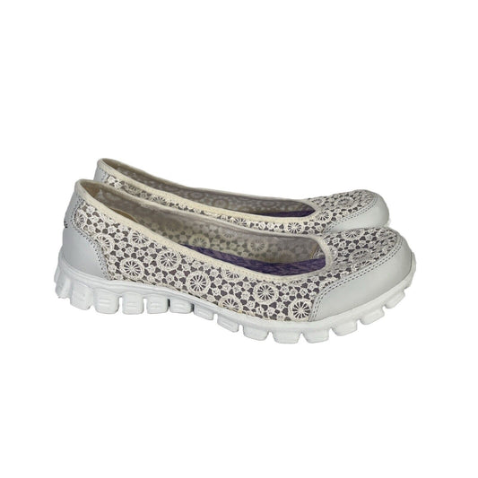 Skechers Zapatos planos cómodos sin cordones Seager de mujer de color blanco - 7.5