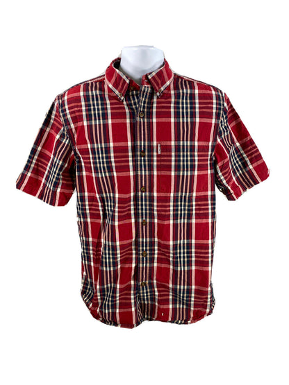 Carhartt Camisa roja de manga corta con botones y ajuste relajado para hombre - M