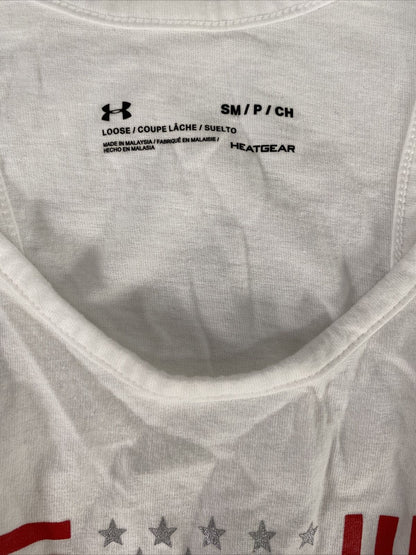 Under Armour Women's White "USA" Loose Fit Racerback Tank Top - S