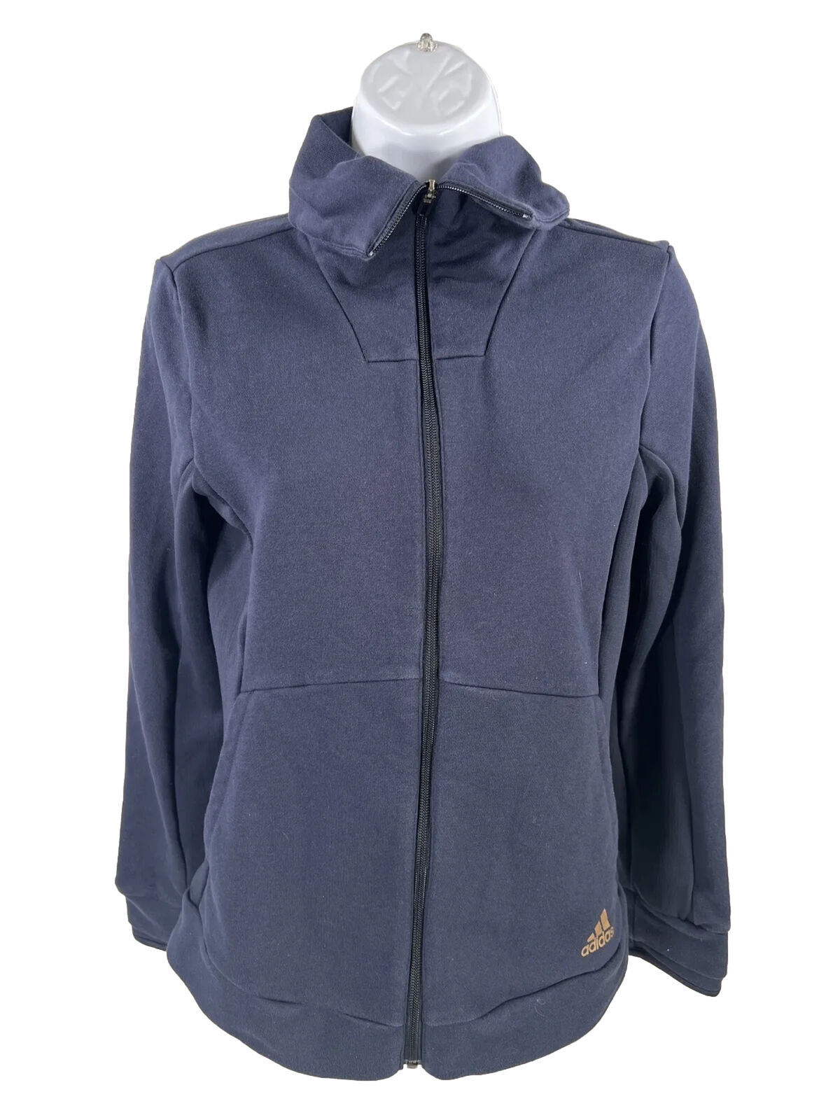 Adidas Women's Navy Blue Long Sleeve Full Zip Sweatshirt - XS