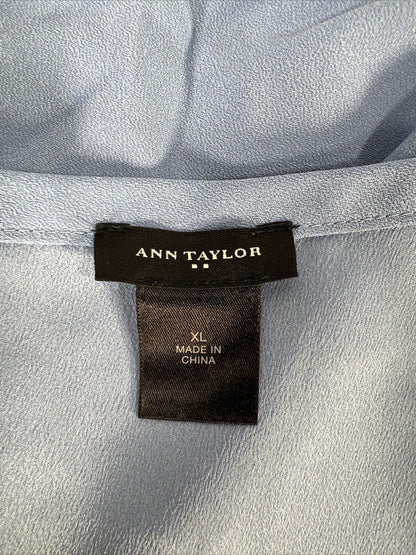 Ann Taylor Camiseta sin mangas con cuello redondo y mangas azules para mujer - X