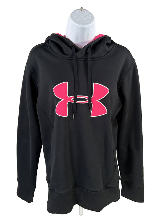Under Armour Women's Black/Pink Logo Front Pullover Hoodie - S