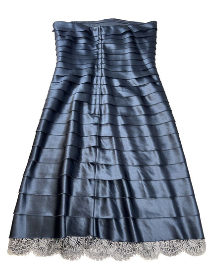 BCBGMaxazria Women's Dark Blue Tiered Strapless Dress - 8