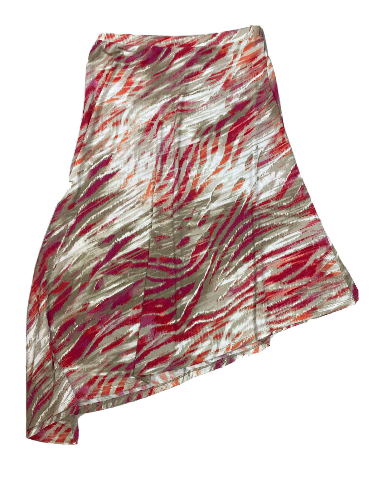Chico's Women's Beige & Red Stretch Asymmetrical Pull On Skirt - 0/US 4