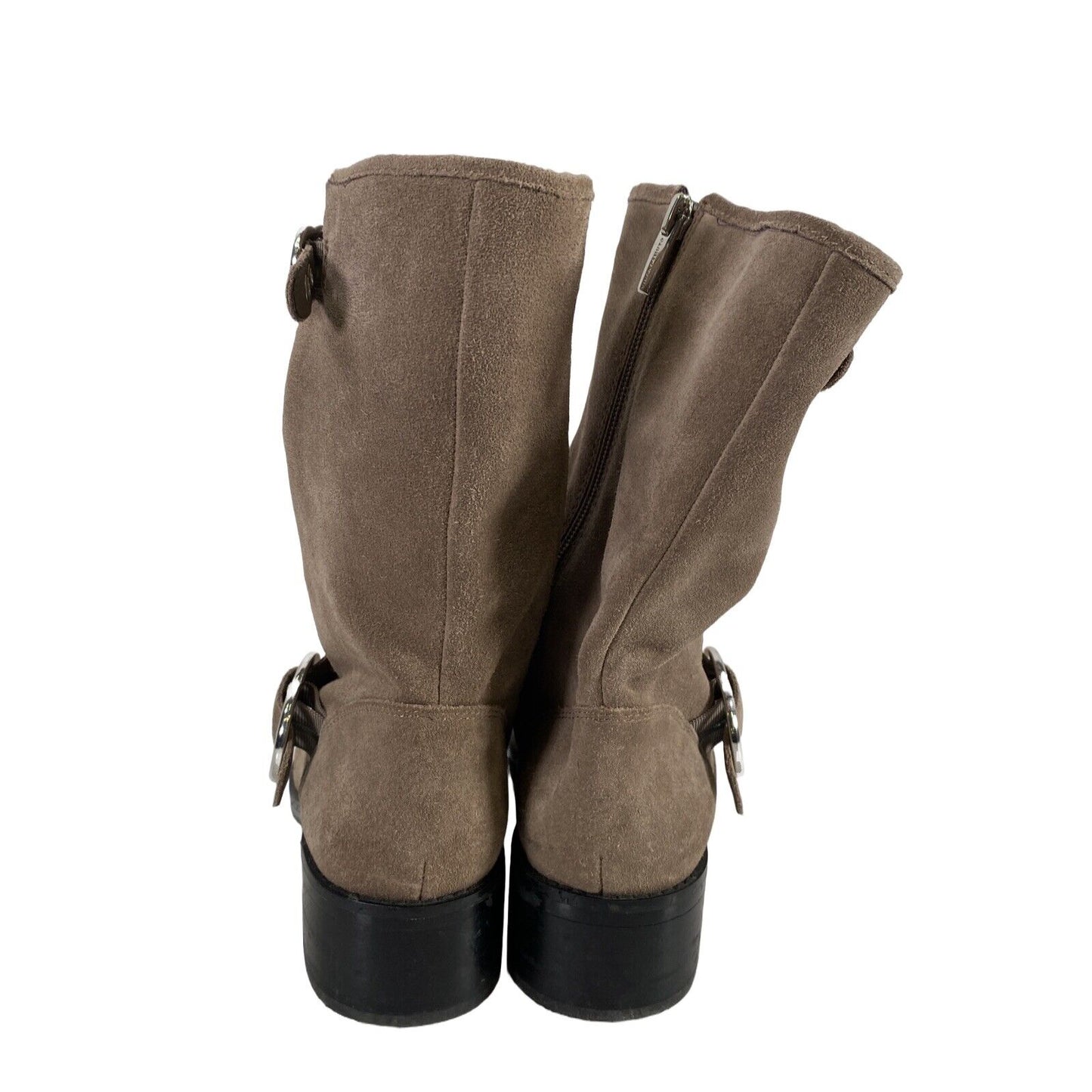 Crown Vintage Women's Taupe/Beige Suede Side Zip Mid Calf Boots - 7M