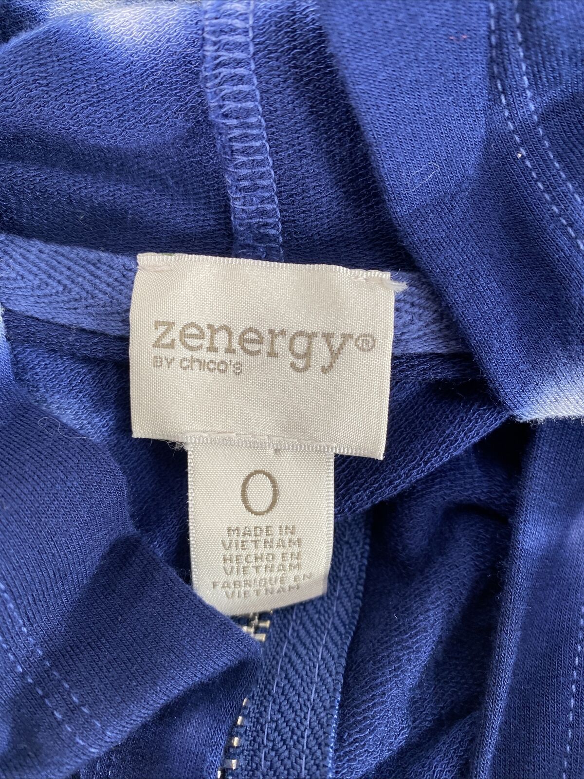 Zenergy by Chico's Women's Blue Tie Dye Short Sleeve Hooded Jacket - 0/S