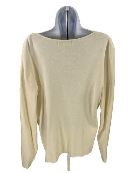 Coldwater Creek Women's Ivory Long Sleeve Cardigan Sweater - M
