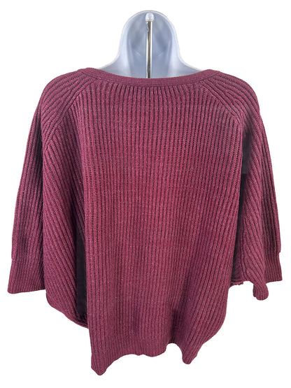 Chico's Suéter de punto con textura acanalada para mujer, color morado, 1/US M