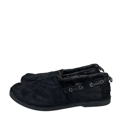 Bobs Skechers Women's Black Fabric Chill Luxe Fleece Lined Shoes - 8
