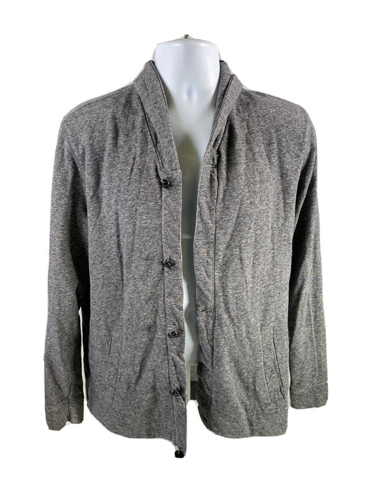 Tasso Elba Men's Gray Terry Knit Button Front Cardigan Sweater - M