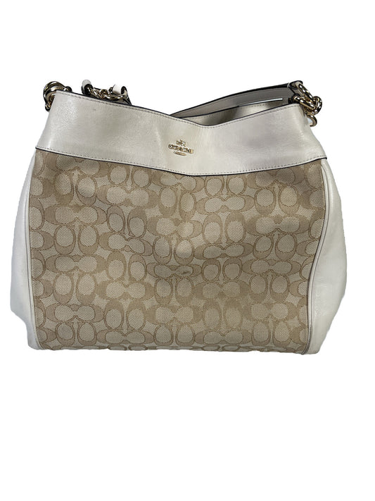 Coach Women's Ivory/Cream Signature Lexy Shoulder Bag Purse