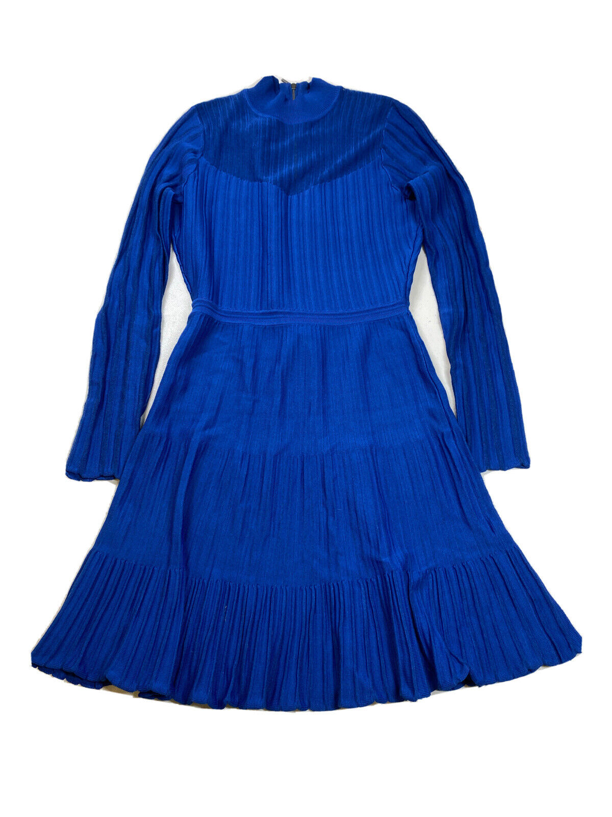 Reiss Women's Blue Long Sleeve Mesh Neck Sweater Dress - S