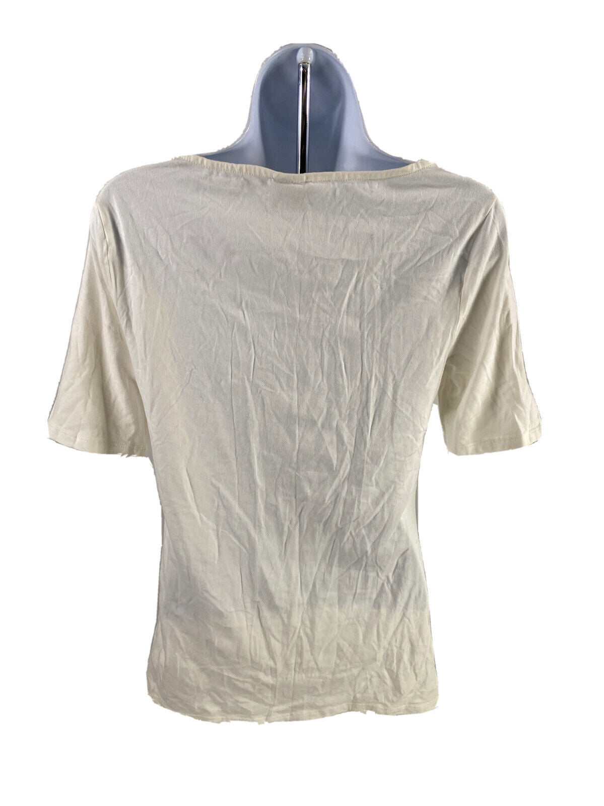 NUEVA camiseta de manga corta con frente cruzado blanco Elle para mujer - L