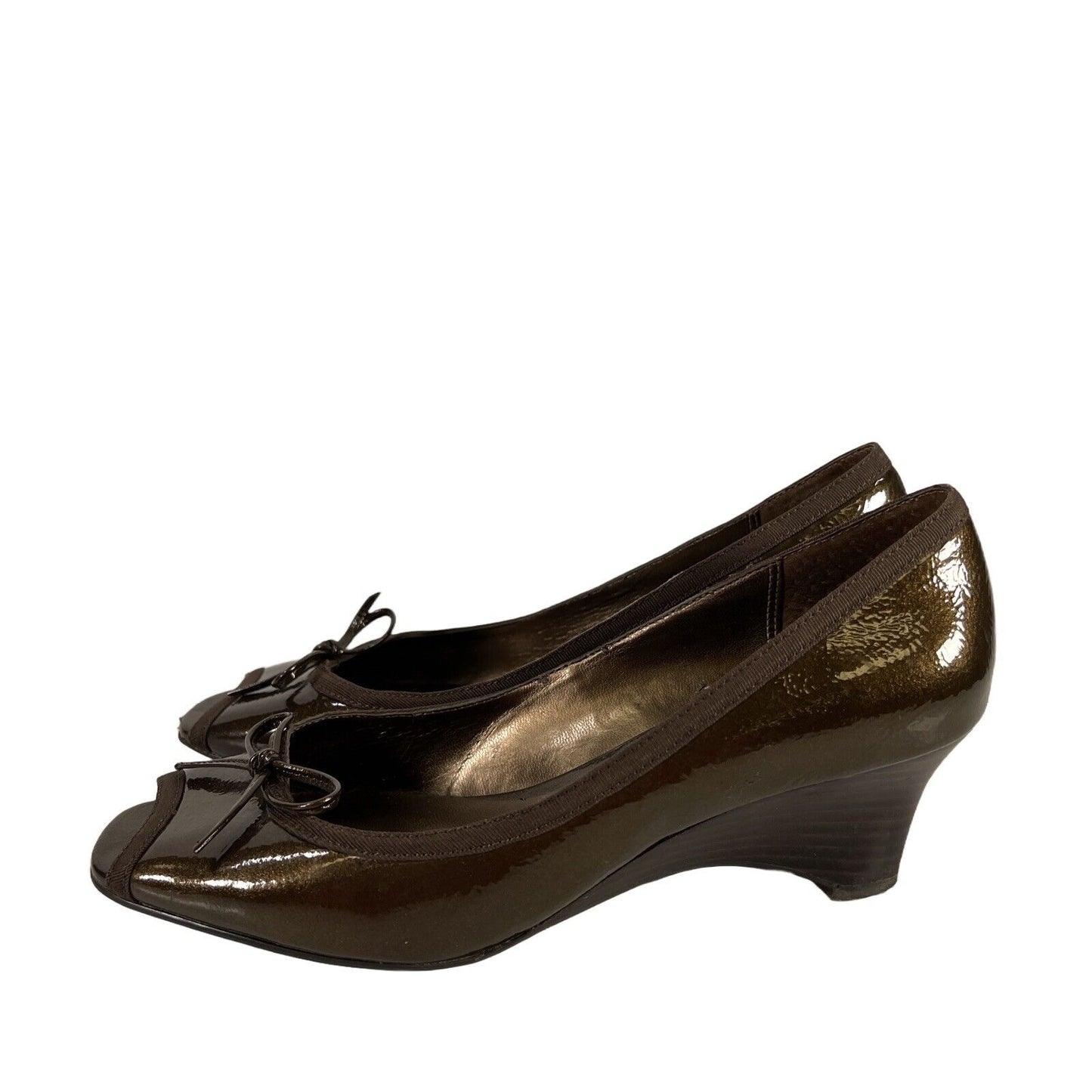 Coldwater Creek Women's Bronze Peep Toe Low Heels - 6.5