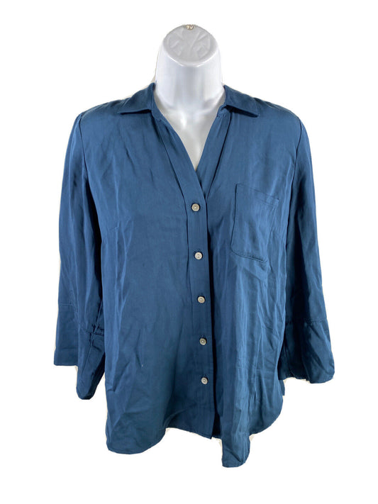 J. Jill Women's Blue 3/4 Sleeve Soft Luxe Button Front Shirt - XS
