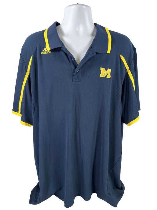 Adidas Men's Blue University of Michigan Short Sleeve Polo Shirt - 3XL