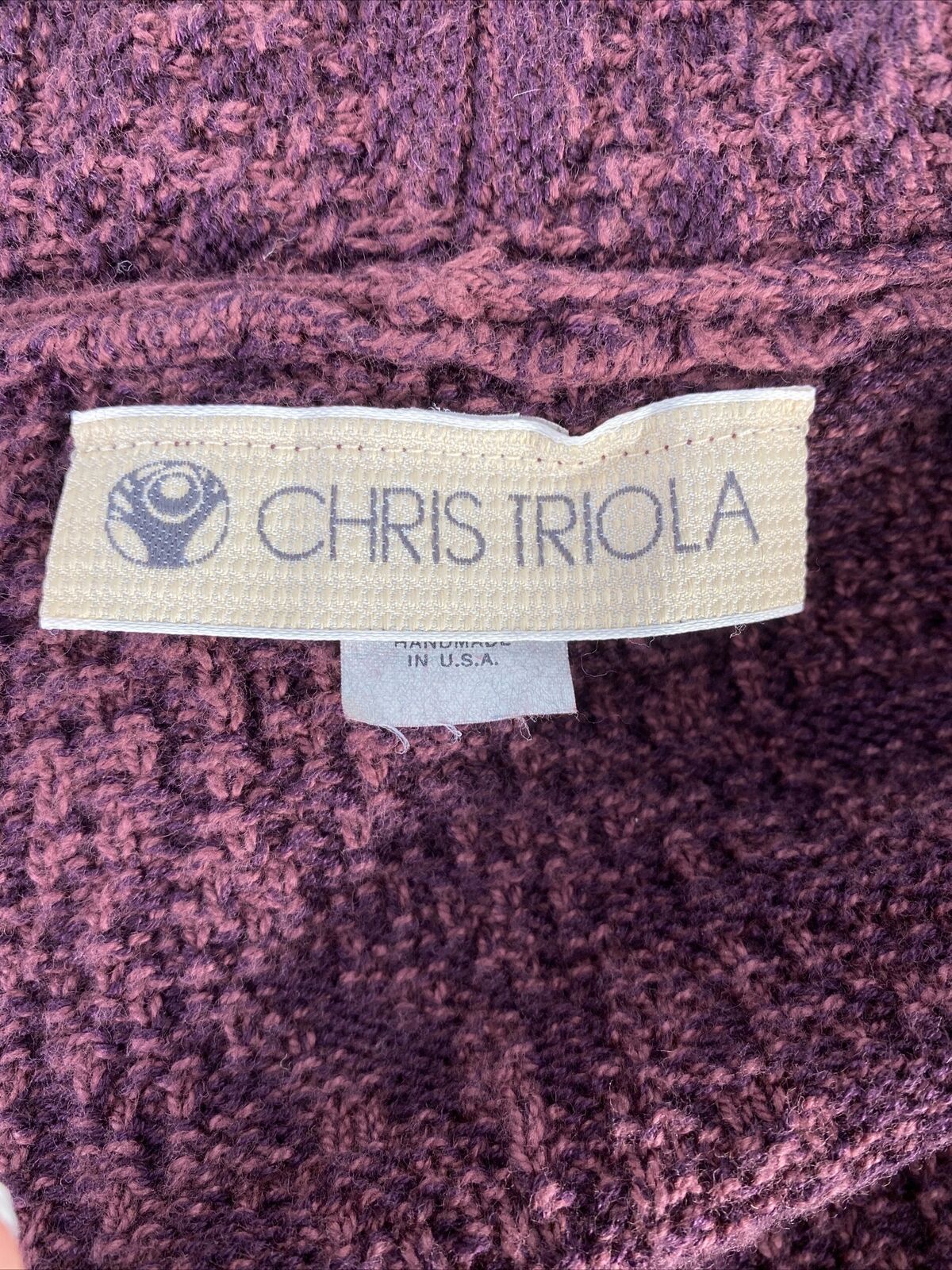 Chris Triola Women's Purple Cotton Open Cardigan Sweater - M