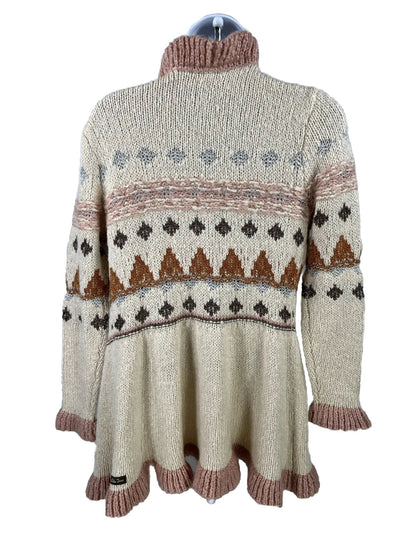 Matilda Jane Women's Ivory/Pink Knit Cardigan Sweater - S