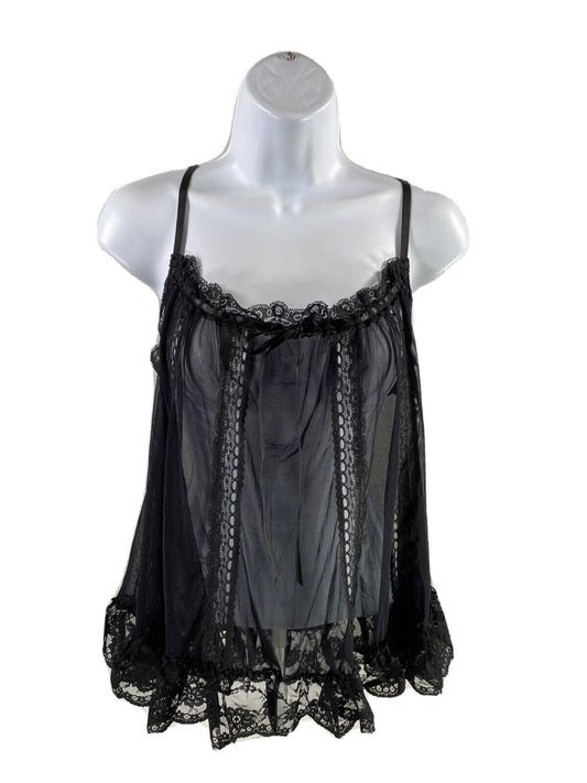 NEW Victoria's Secret Black Lace & Sheer Nightgown Top - M