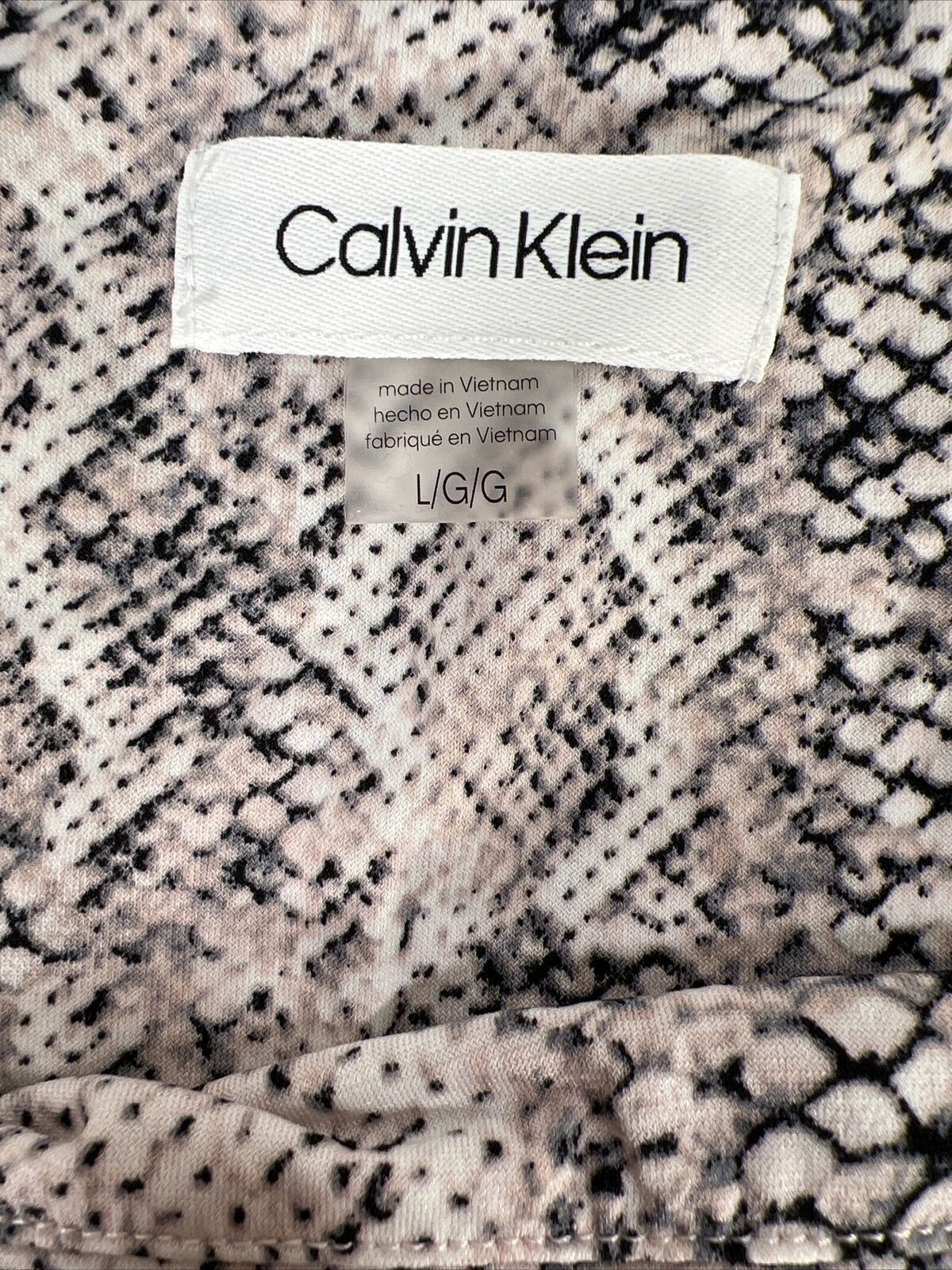 Calvin Klein Women's White/Black Reptile Print Sleeveless Tank Top - L