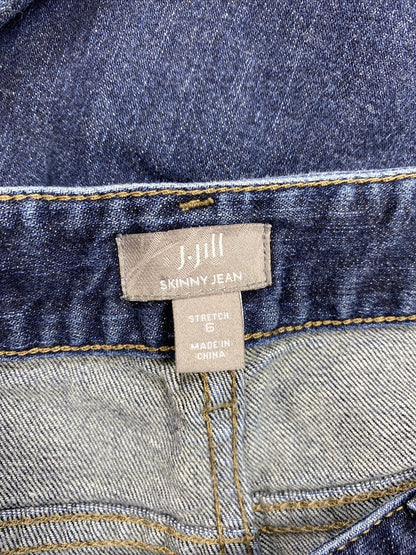 J. Jill Women's Dark Wash Stretch Blue Denim Skinny Jeans - 6