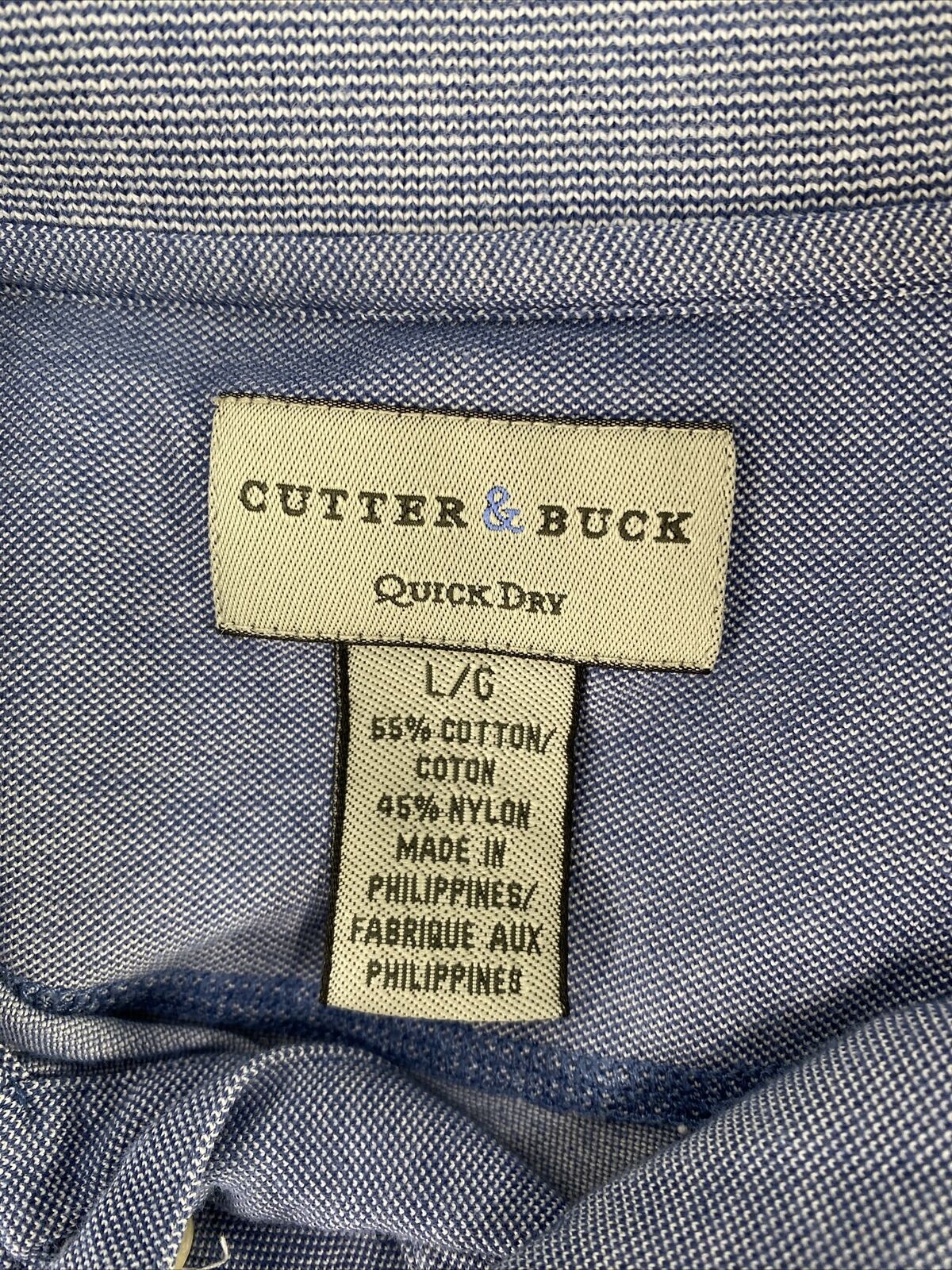 Cutter & Buck Mens Blue Quick Dry Short Sleeve Cotton Golf Polo Shirt - L