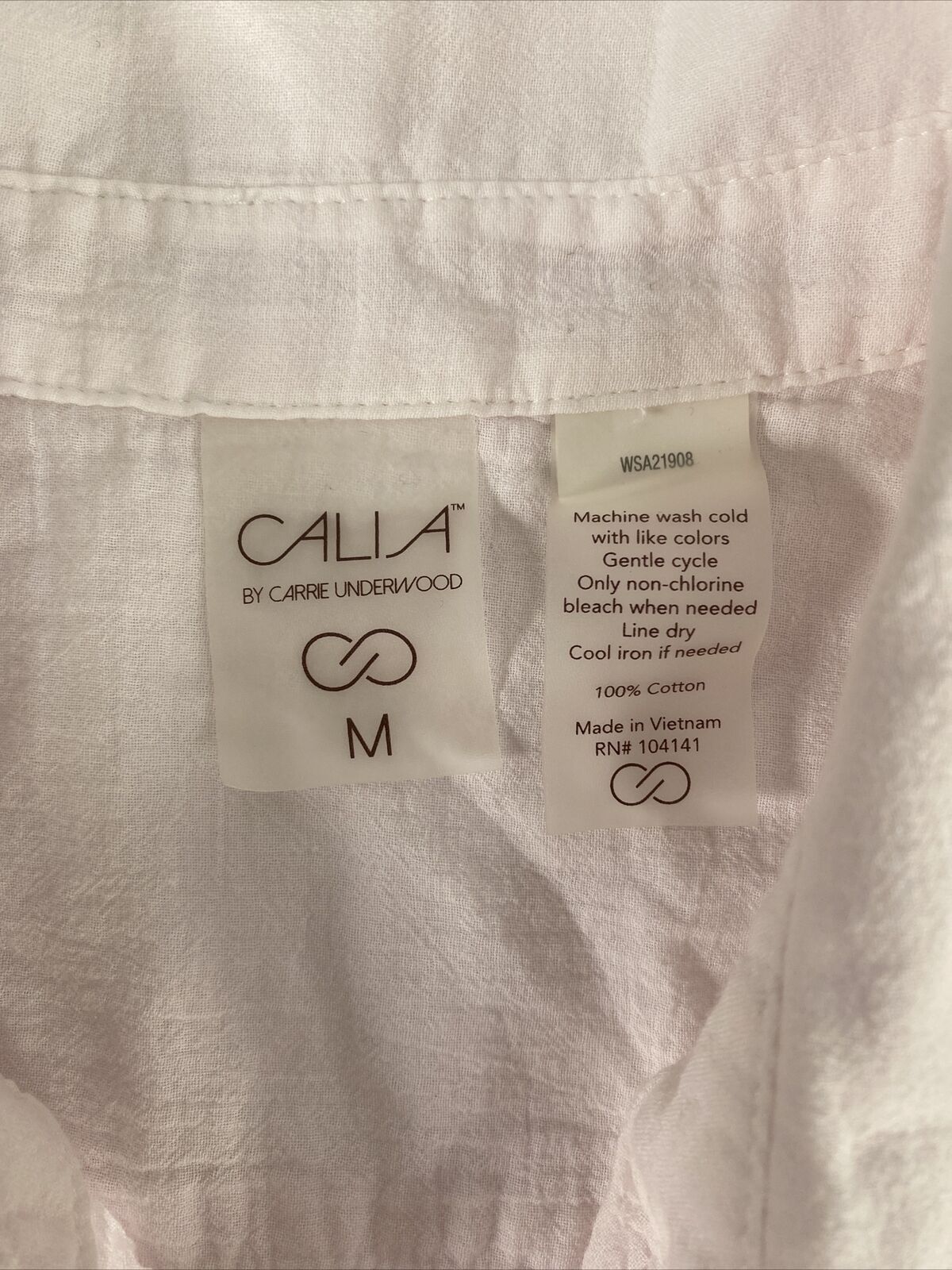 Calia Women's Light Pink Summer Cotton Long Cover Button Up Shirt - M