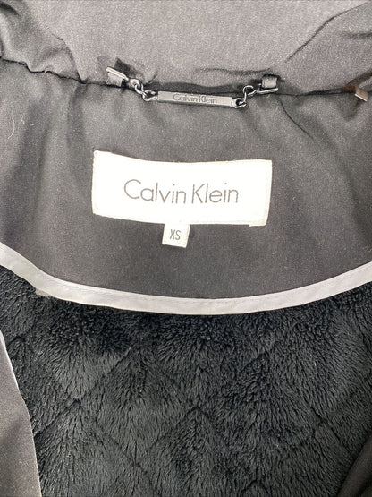 Calvin Klein Women's Black Quilted Fleece Lined Zip Up Jacket Sz XS
