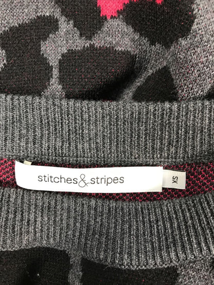 Stitches & Stripes Women's Black Leopard Print Pullover Sweater Sz XS