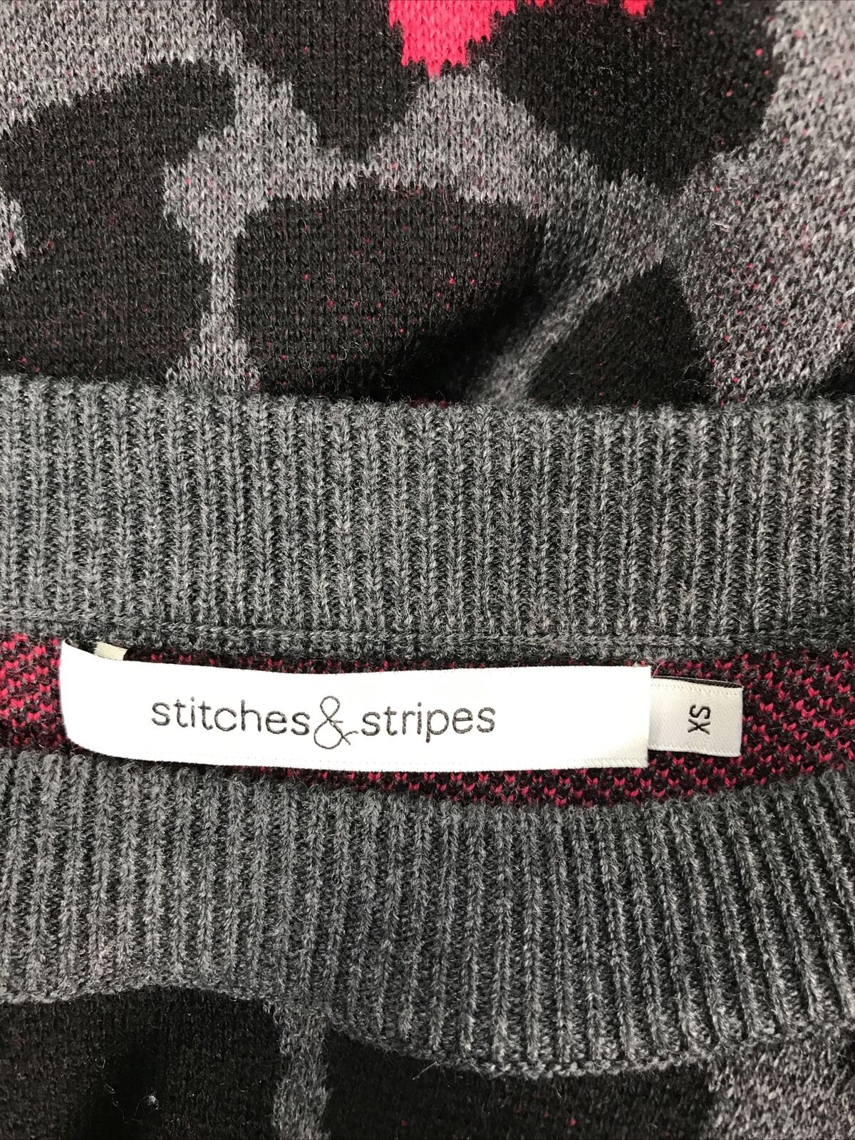 Stitches &amp; Stripes Pull à imprimé léopard noir pour femme Sz XS