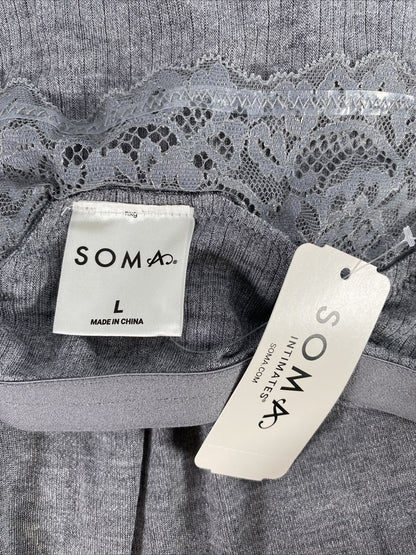 NEW Soma Women's Gray Lace Trim Cami Tank Top - L