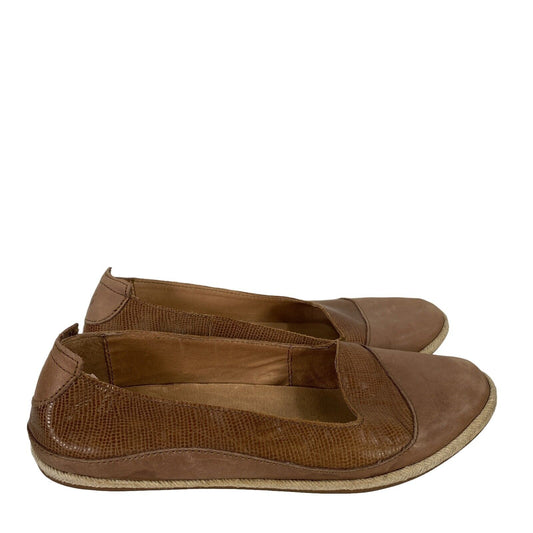 Olukai Women's Brown Leather Lino Slip On Loafer Flats - 8.5